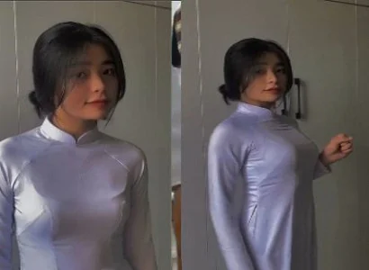 Em áo dài mông tròn phê sung sướng